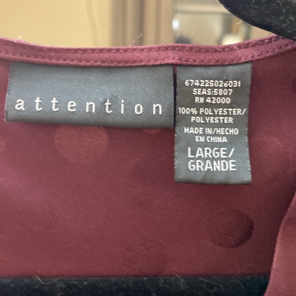 NWOT Attention Purple side zip SEXY Satin Blouse L - Picture 3 of 7